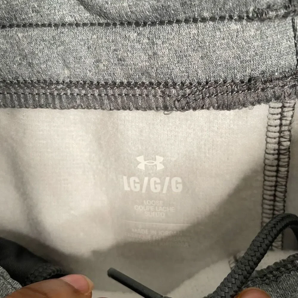 Under Armour Womens Armour Fleece Pants XL Gray Relaxed Fit Wide Leg Adjustable